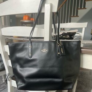 Coach Black Pebble Leather Tote Bag